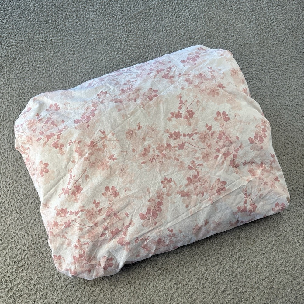 Ralph Lauren Queen Fitted Sheet Dusty Rose Blush Watercolor Floral Cotton